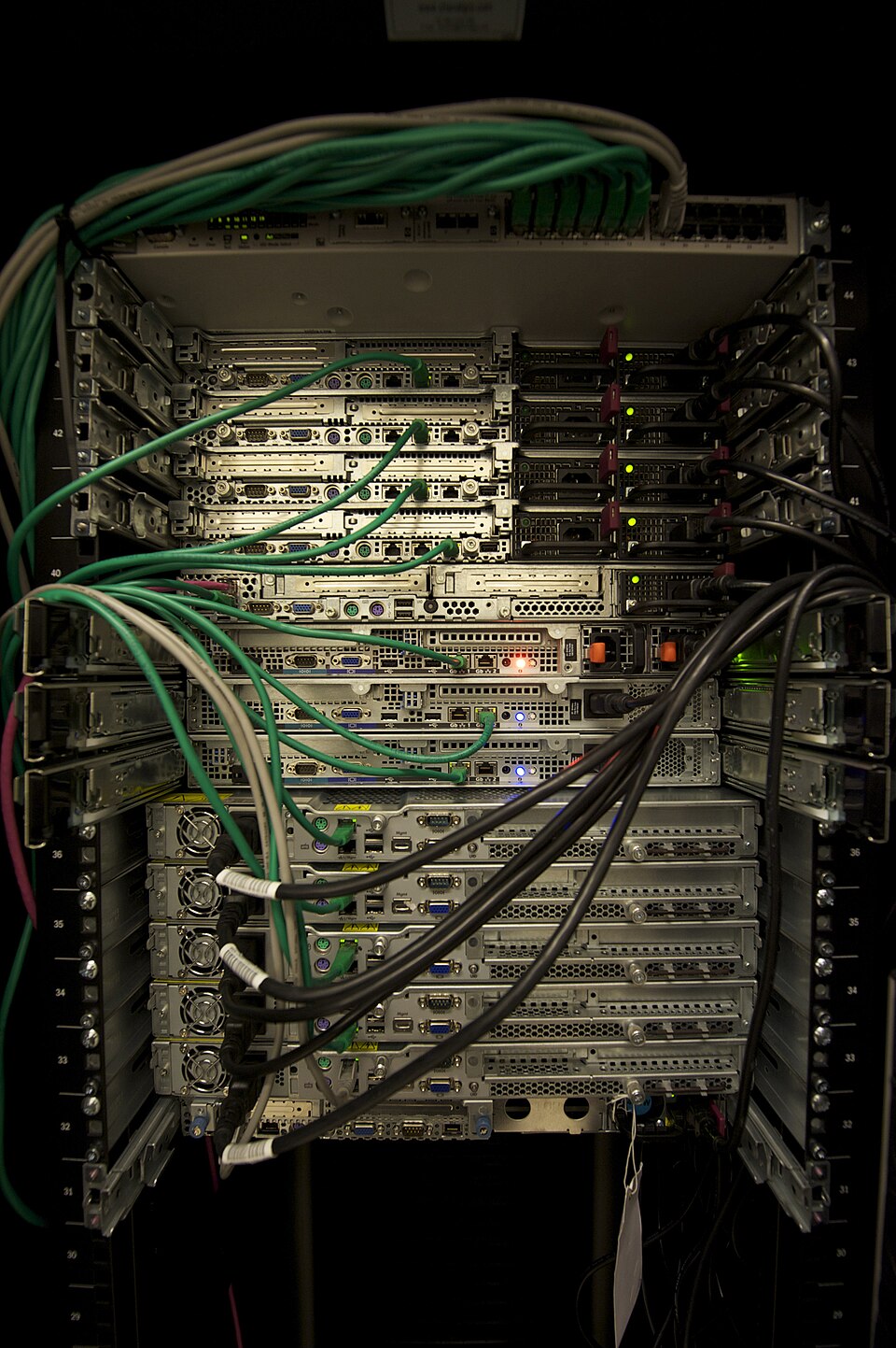 Server rack with network cabling